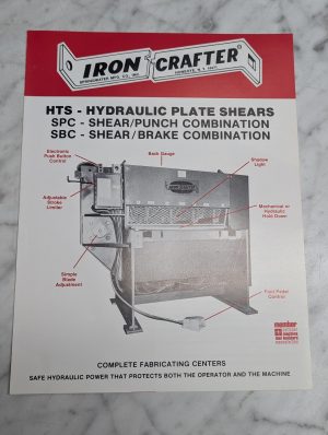 Iron Crafter Hts Hydraulic Plate Shears Spc Punch Sbc Brake Sales Literature