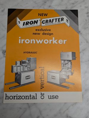 New Iron Crafter Ironworker Hydraulic Vertical Horizontal Use Sales Literature