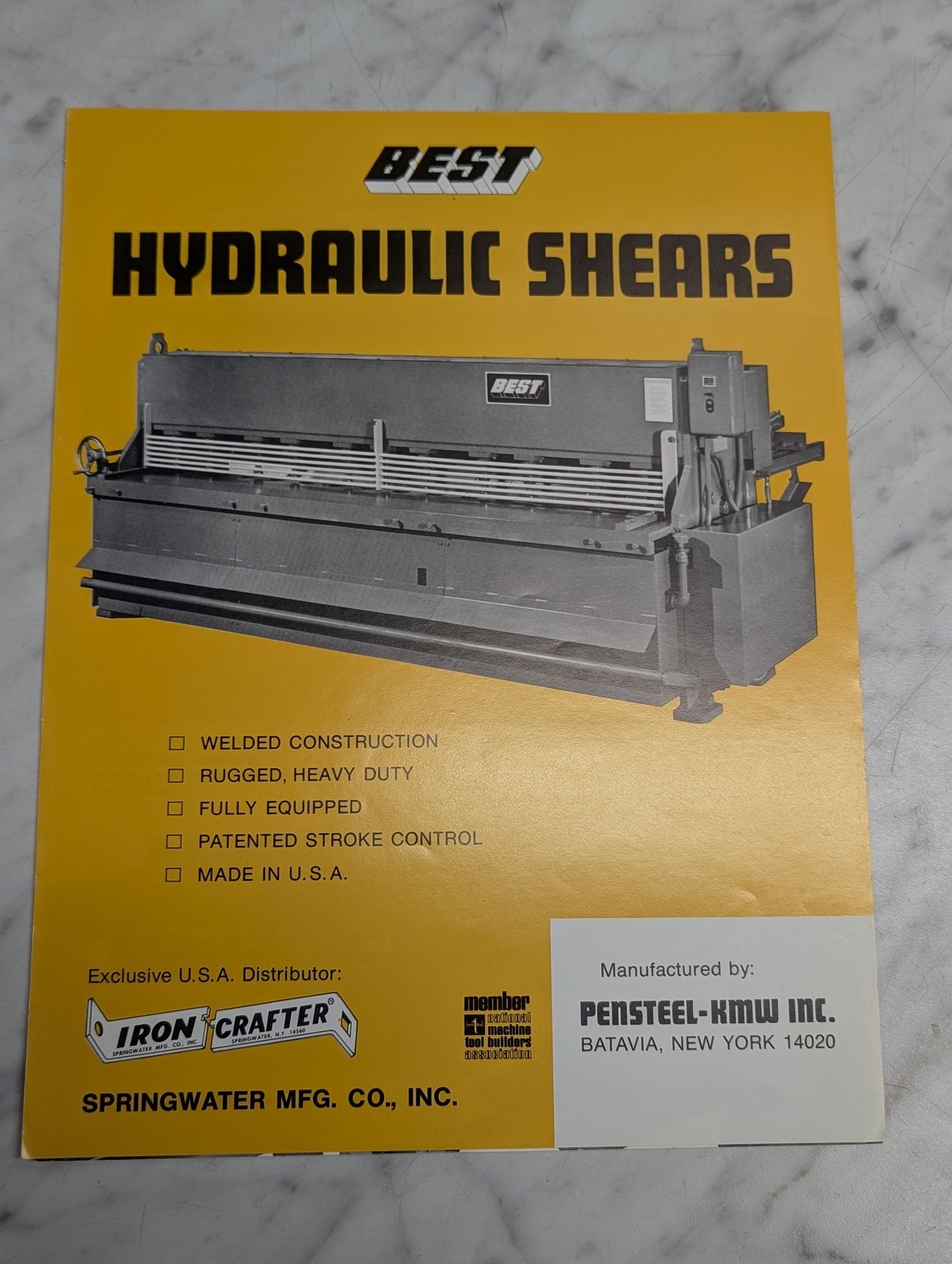 Best Hydraulic Shears Iron Crafter Springwater Mfg Sales Literature