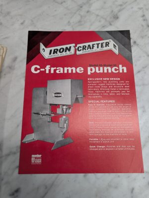 Iron Crafter C Frame Punch Model 40 30 Catalog Literature Specs Features