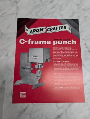 Iron Crafter Model 40 30 C Frame Punch Exclusive Sales Literature
