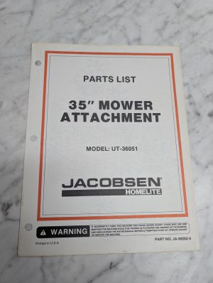 Jacobsen Homelite Ut 36051 35 Mower Attachment Ja 99262 9 Parts List Manual