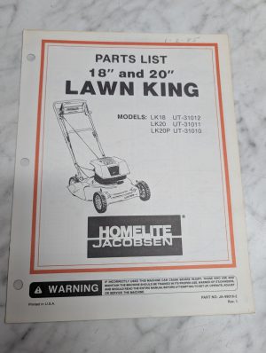 Homelite Jacobsen Lawn King Lk18 Lk20 Lk20P Ut 31012 31011 31010 Parts List