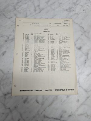 Parkmaster Pm 16436 Power Lawn Sweeper Parts List 36 Production Year 1969