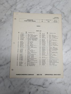 Parkmaster Pm-6436 Power Lawn Sweeper Parts List Manual Catalog Book 1964