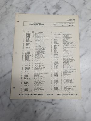 Parkmaster Pm-6236 Power Lawn Sweeper 36" 1962 Parker