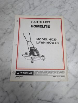 Homelite Model Hc20 Lawn Mower Part No. Ja-99372-5 Parts List Manual
