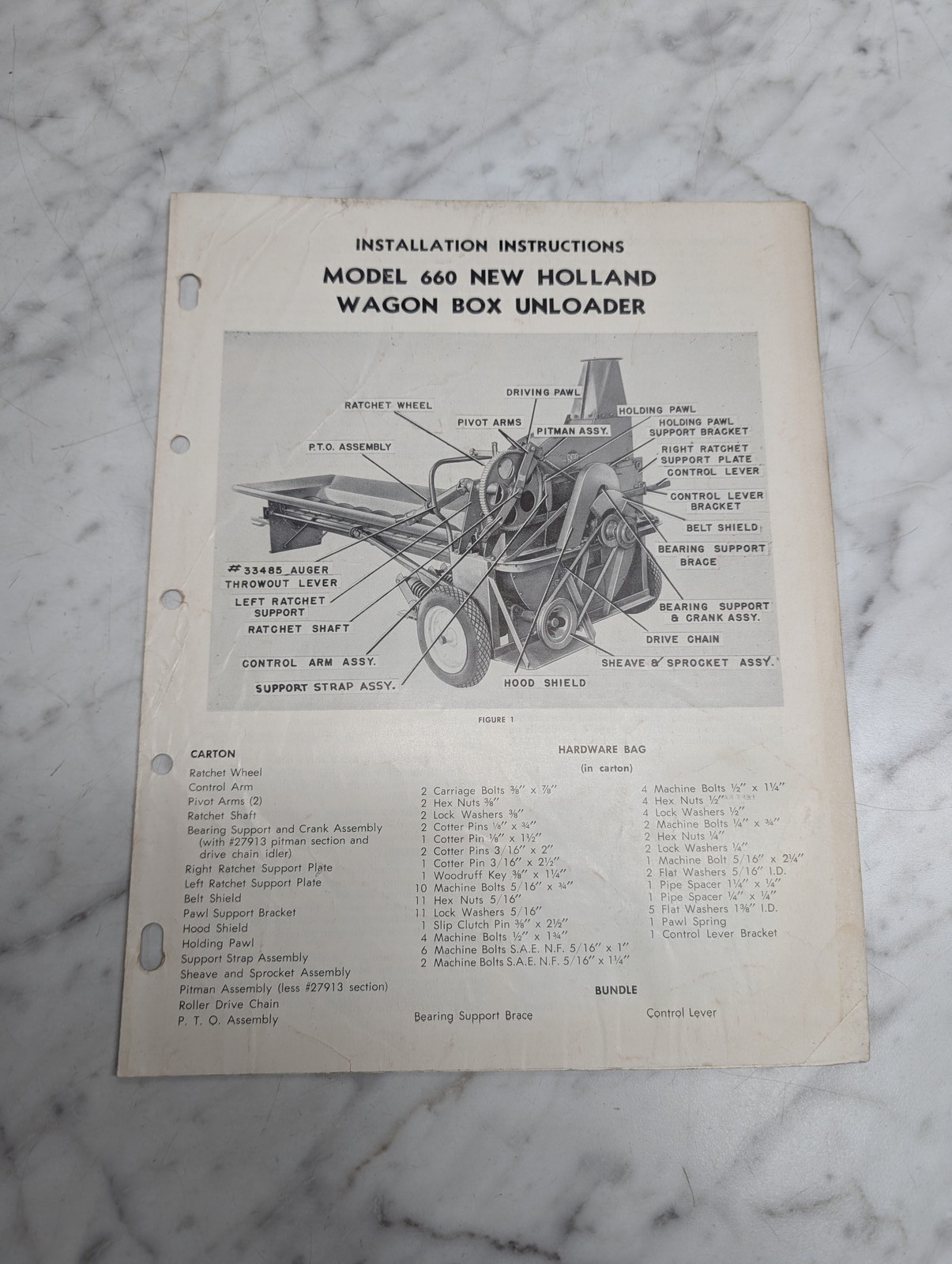 New Holland Nh Model 660 Wagon Box Unloader 33485 Installation Instructions