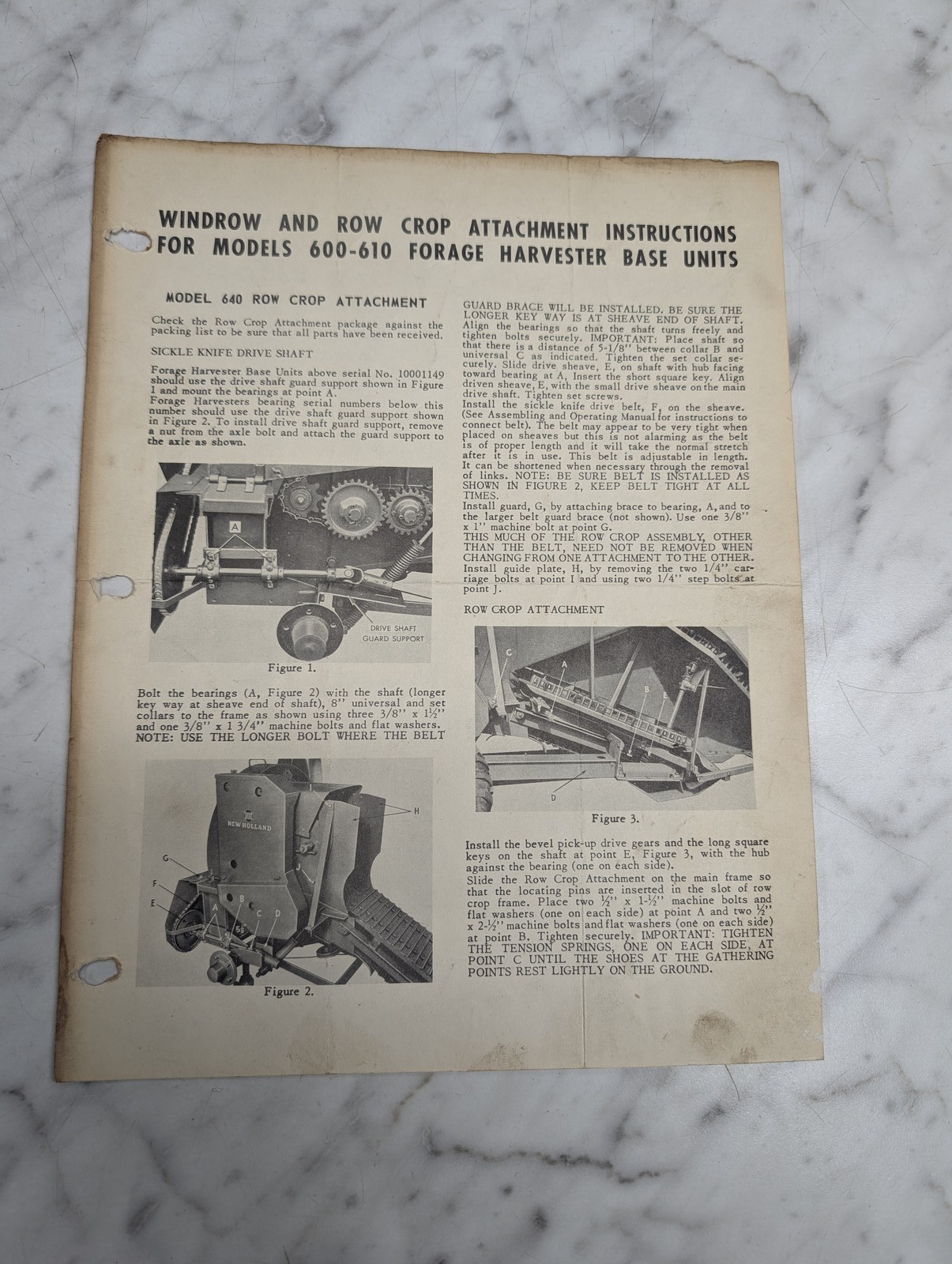 New Holland Nh 600-610 Forage Harvester Base Units Windrow Row Crop Attachment