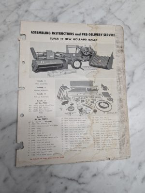 New Holland Super 77 Baler Assembling Instructions Pre Delivery Service Manual
