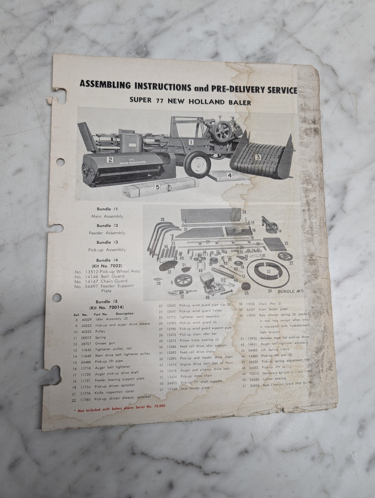 New Holland Super 77 Baler Assembling Instructions Pre Delivery Service Manual