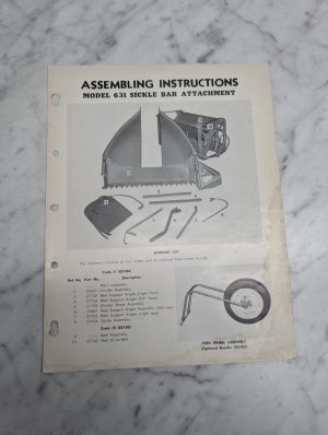 Assembling Instructions Model 631 Sickle Bar Attachment Manual Owners Guide Book