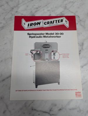 Iron Crafter Model 30 Hydraulic Metalworker Shear Mitre Sales Brochure