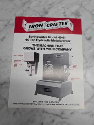 Iron Crafter Model 41 40 Ton Hydraulic Metalworker Sales Brochure