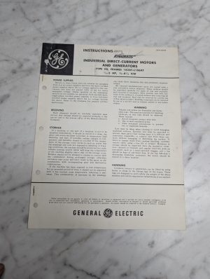 General Electric Kinamatic Geh 3256 Instructions Industrial Sales Brochure