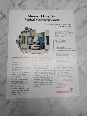 Monarch Vmc Rtb Heavy Duty Vertical Machining Centers Sales Brochure Catalog