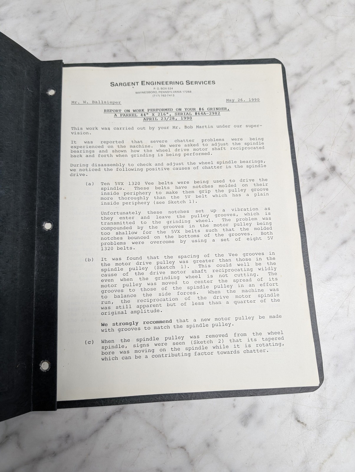 Sargent Engineering Services A Farrel 44 X 216 Serial 64A 2982 Report