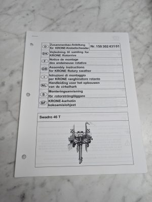 Krone Swadro 46 T Nr 150 302 431 01 Assembly Instructions Manual Rotary Swather