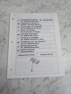 Krone Easycut 3210 Cv Cri 4013 Assembly Instructions Disc Mower