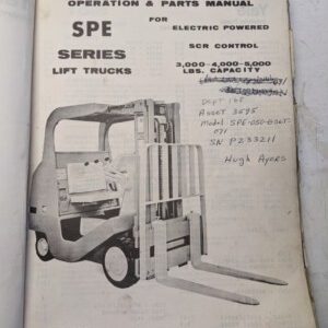Yale Fork Lift Operation & Parts List Book Manual Spe Series 030 040 050 1971