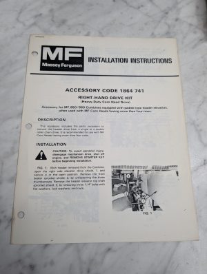 Massey Ferguson 1864 741 850 860 Combines Corn Heads Installation Instructions
