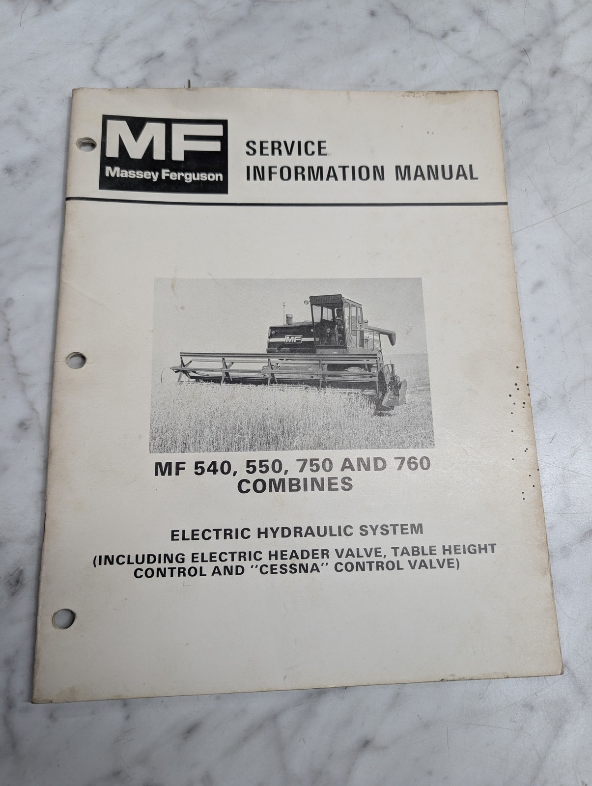 Massey Ferguson Mf 540 550 Combines Service Manual Hydraulic Electric
