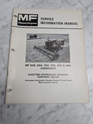 Massey Ferguson Mf 540 550 Combines Service Information Manual Control Valve