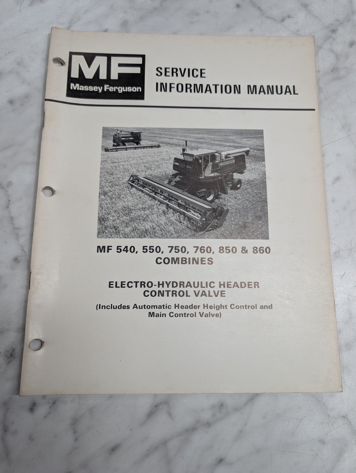 Massey Ferguson Mf 540 550 Combines Service Information Manual Control Valve