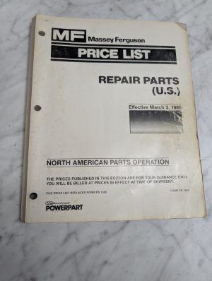 Massey Ferguson Mf Price List Repair Parts U S Form Ps 1304 March 3 1986