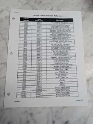 Lincoln Agco Cross Reference Promo Number Part Guide 212 2003