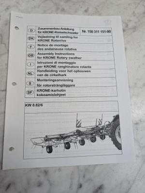 Krone Nr 150 311 151 00 Assembly Instructions Rotary Swather Kw 8 82 6