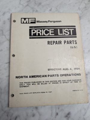 Massey Ferguson Mf Price List Repair Parts U S Form Ps 1291 Effective 1984