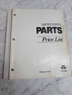Massey Ferguson Mf Parts Price List Effective 8 7 89 United States Sales Catalog