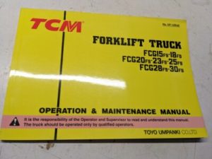 Tcm Fork Lift Operation Maintenance Manual Fcg 15 18 20 23 25 28 30 F9 1998