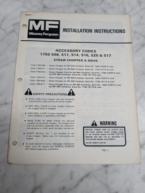 Massey Ferguson Mf 850 860 Combine 1750 506 511 514 Installation Manual