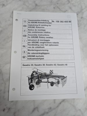 Krone Swadro 35 38 42 46 Rotary Swather Nr 150 302 455 00 Assembly Instructions
