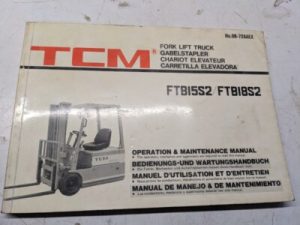 Tcm Fork Lift Operation Maintenance Manual Ftb 15 18 S2 0B-72Aaex 1992