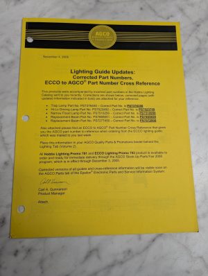 Agco Lighting Guide Updates Ecco Part Number Cross Reference November 4 2005