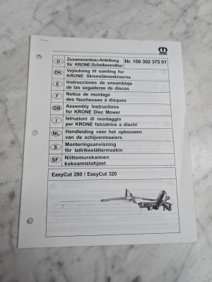 Krone Easycut 280 320 Disc Mower Nr 150 302 375 01 Assembly Instructions