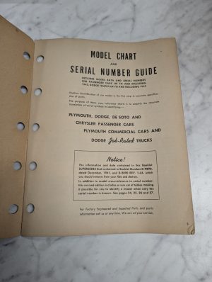 Plymouth Dodge De Soto Chrysler Model Chart Serial Number Guide 1942 1945