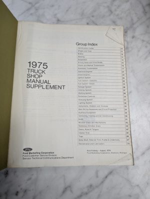 Ford 1975 Truck Shop Manual Supplement Repair Maintenance Service First Printing