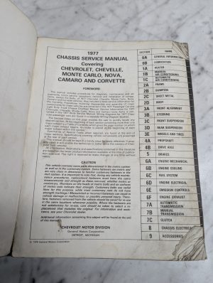 1977 Chevrolet Chevelle Chassis Service Manual Corvette Camaro Nova