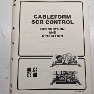 Hyster Cableform Scr Control Manual B40Cl 1982 10111 10112