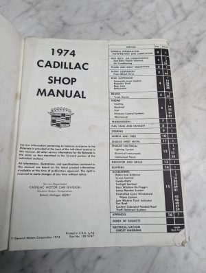 1974 Cadillac Shop Manual Service Repair Maintenance