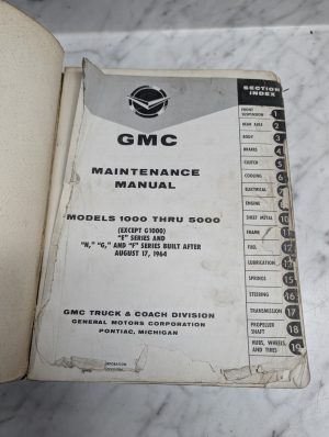 Gmc Models 1000 Thru 5000 Maintenance Manual Except G1000 E N G F 1964