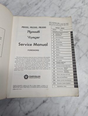 Chrysler Pb100 Pb200 Pb300 Plymouth Voyager Service Manual Repair