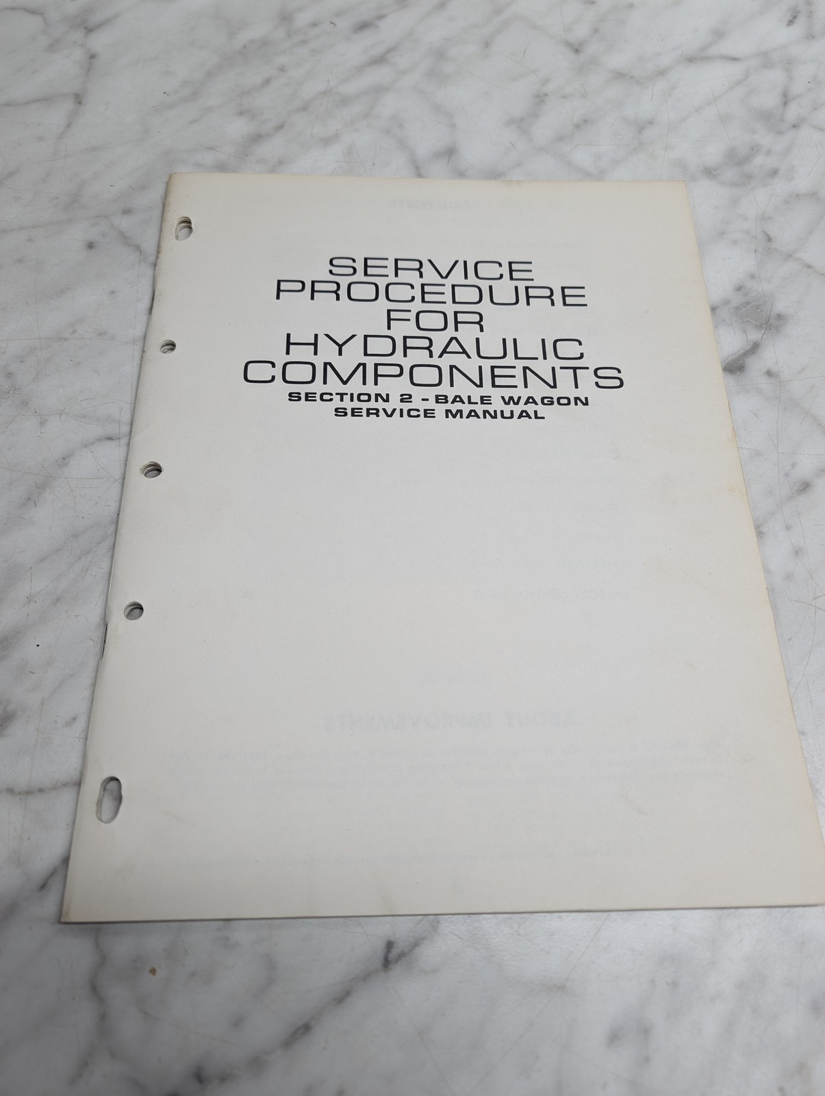 New Holland Section 2 Bale Wagon Service Hydraulic Components Manual