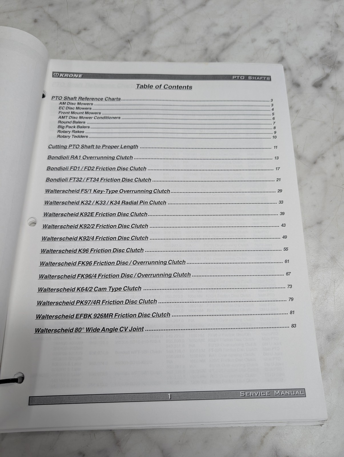 Krone Pto Shafts Service Manual Repair Maintenance Shop Reference