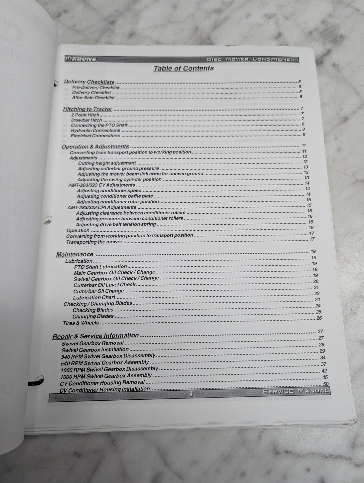 Krone Amt 283 Disc Mower Conditioners Service Manual Repair Maintenance Shop
