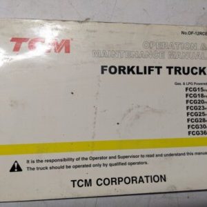 Tcm Fork Lift Operation Maintenance Manual Fcg 15 18 20 23 25 28 30 36 F9 N7